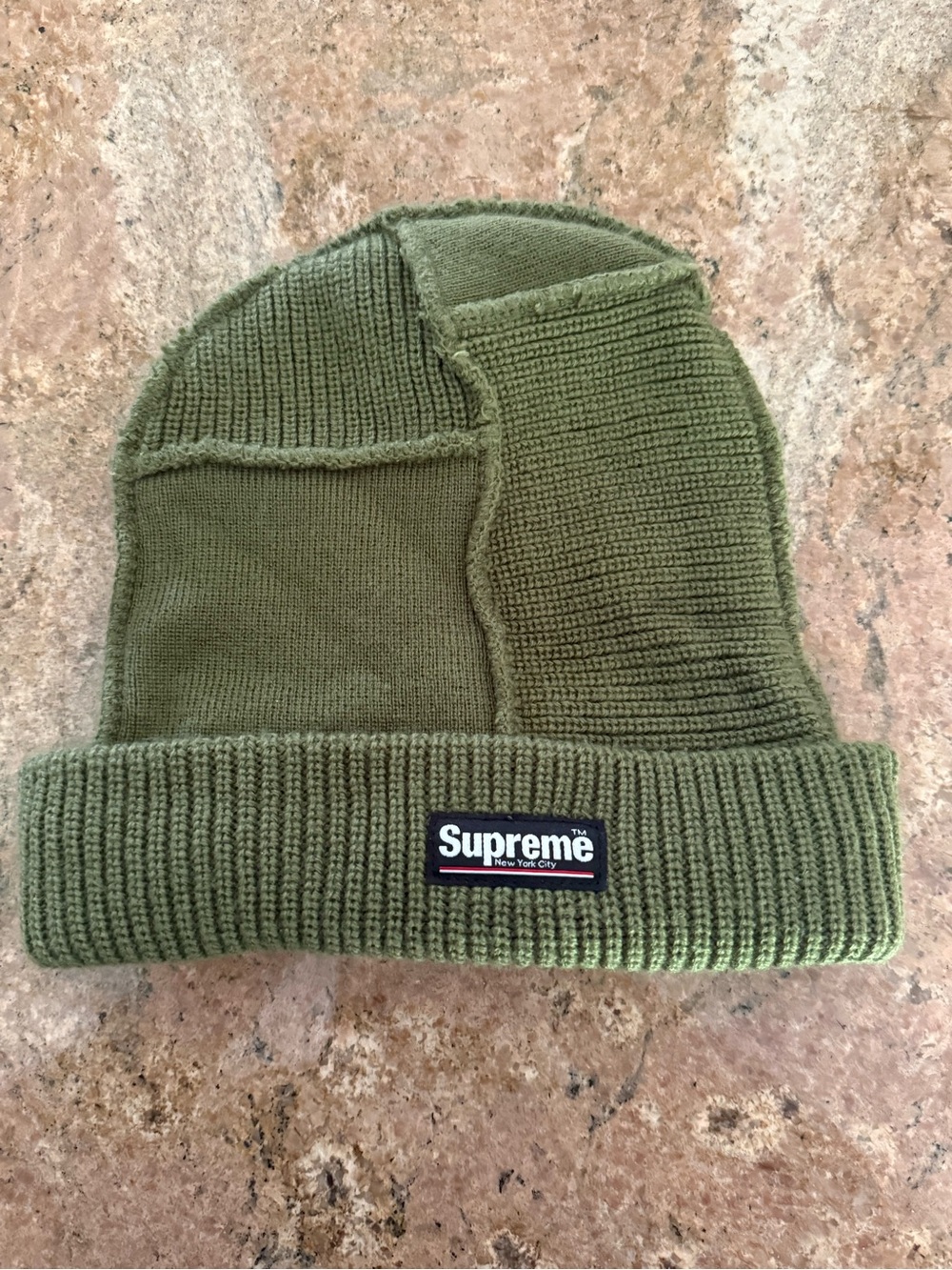 Supreme Olive Green Patchwork Beanie